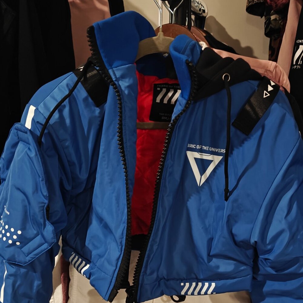 Fabric of the Universe Crop Bomber Jacket